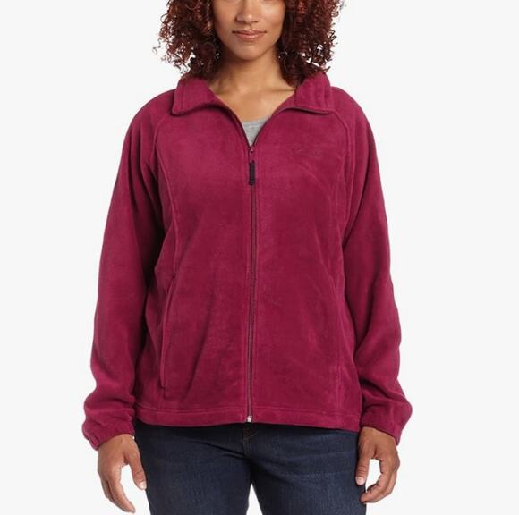 Columbia Jackets & Blazers - Columbia Pink Benton Springs Zip Up Fleece Jacket Womens L Relaxed Fit Collared